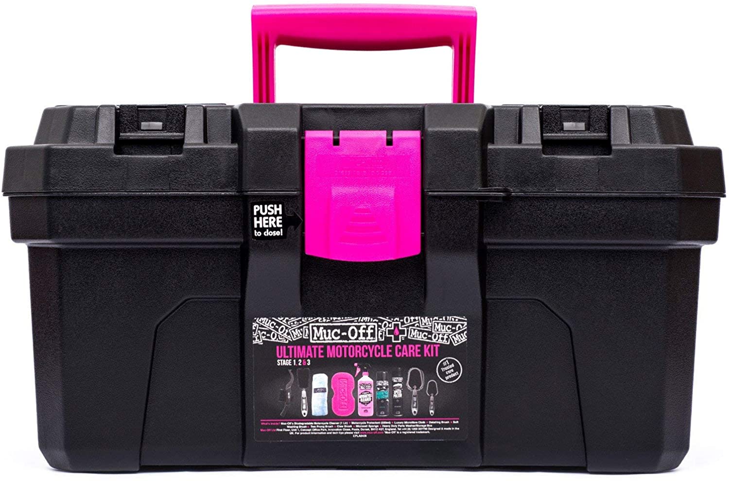 MUC-off motorcycle cleaning kit.